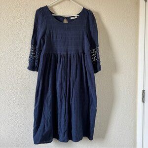 MOD REF Midi Dress Small Blue Babydoll 3/4 Sleeve CottageCore Prairie Western